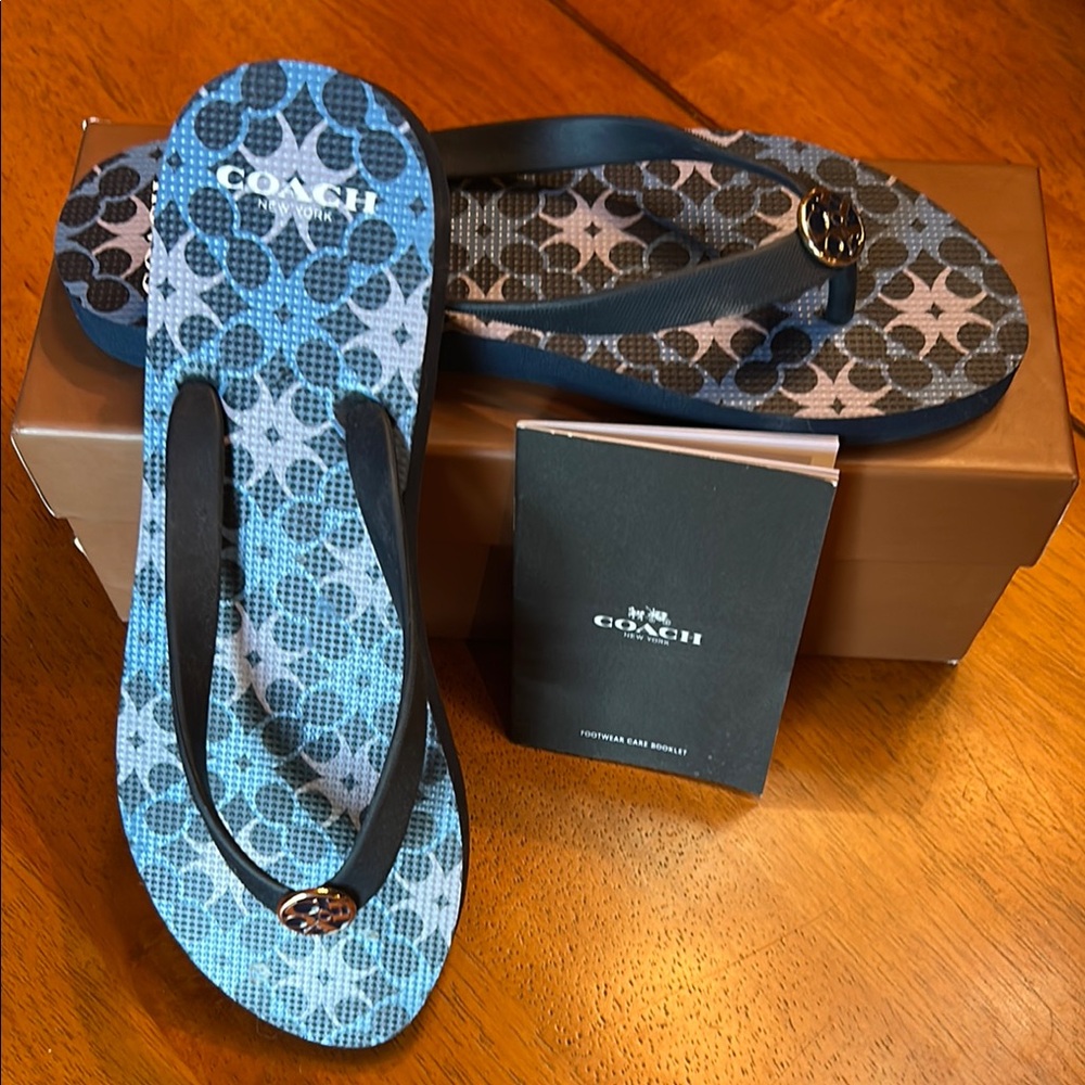 Coach Women's Patterned Blue Sandals